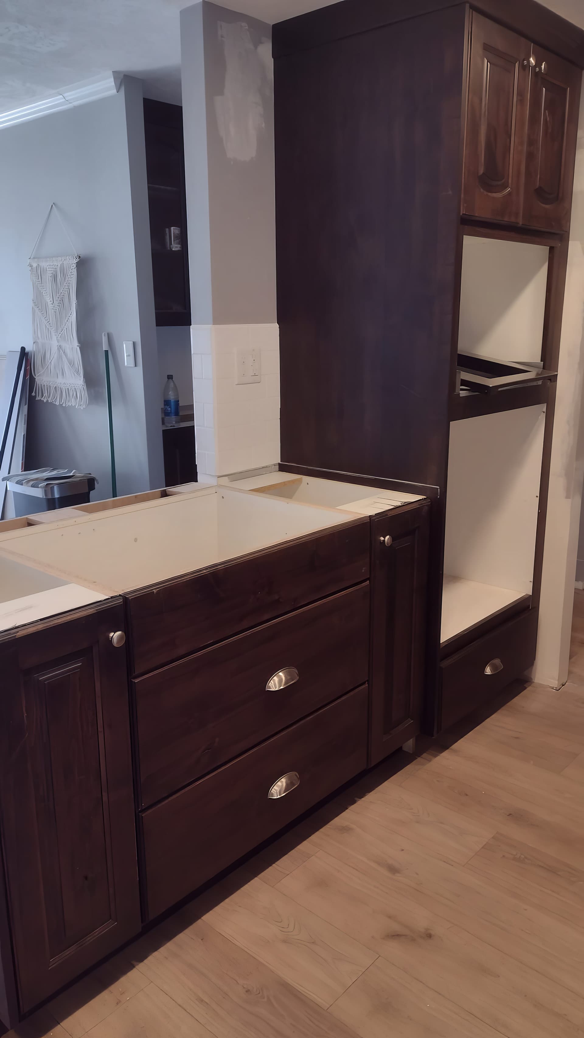 Cabinet reinstall and trim alignment project